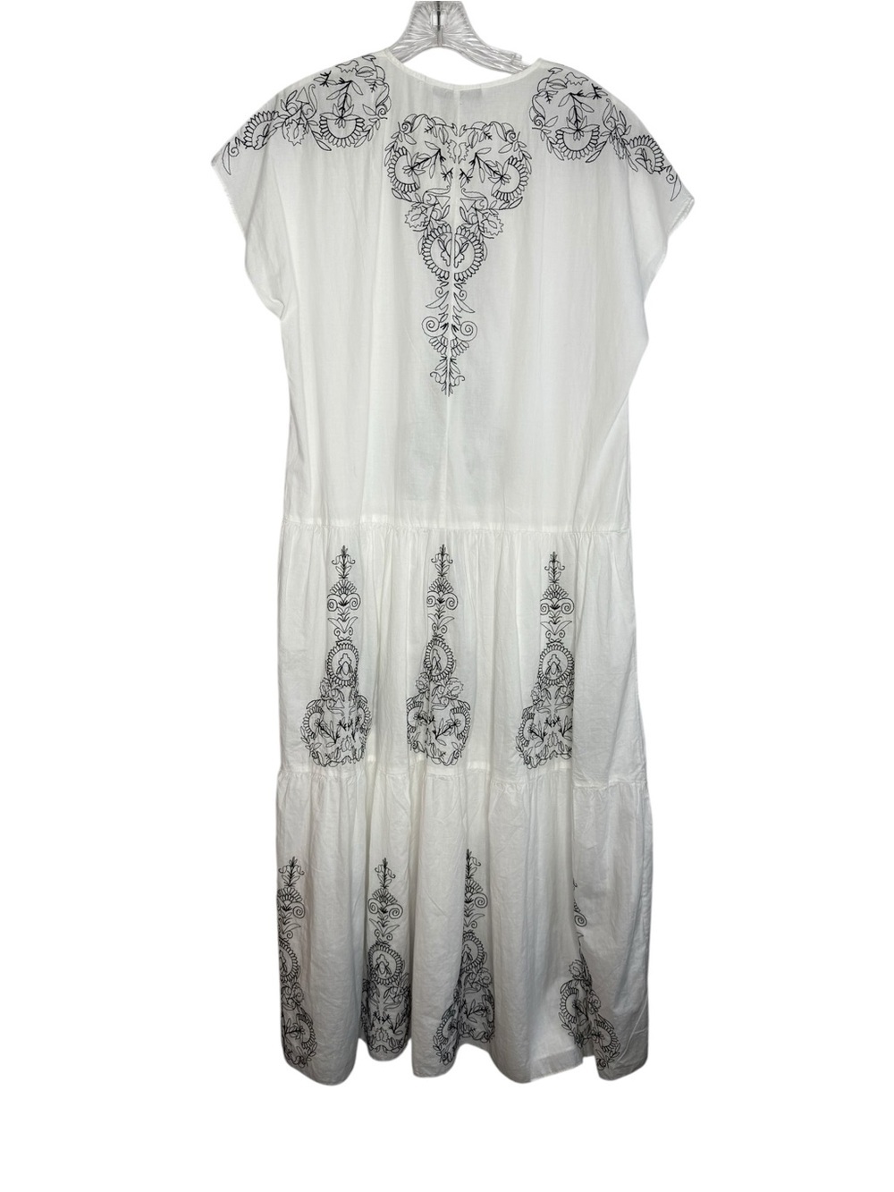 Zara White Embroidered Tiered Maxi Dress Size XS Boho Ctn Blend Midi Dress NWT - Picture 3 of 7